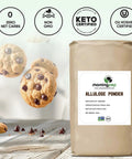 Bag of Allulose Sweetener Bulk 55 Lb No Erythritol Zero Calorie Sugar Substitute For Keto Baking And Beverages with cookies