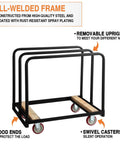 Beefy Heavy Duty Panel Cart With Wood Ends And Steel Frame, 1500 Lb Capacity, featuring removable uprights and swivel casters