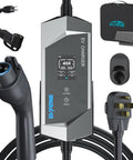 Portable EV Charger With SAE J1772 Connector, 25-Foot Cable, 9.6kW Output, 110-240V Level 1 and Level 2 Charging, NEMA adapters