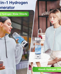Woman using Portable 460ml Hydrogen Water Bottle Generator With Advanced SPE PEM Tech Rechargeable Ionizer for home and travel
