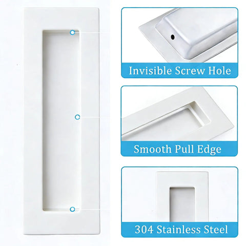 Recessed Finger Pulls For Sliding Doors And Barn Doors, Flush Closet Door Handles 4.72In, Square Cabinet Pulls, Stainless Steel With Matte Black Finish