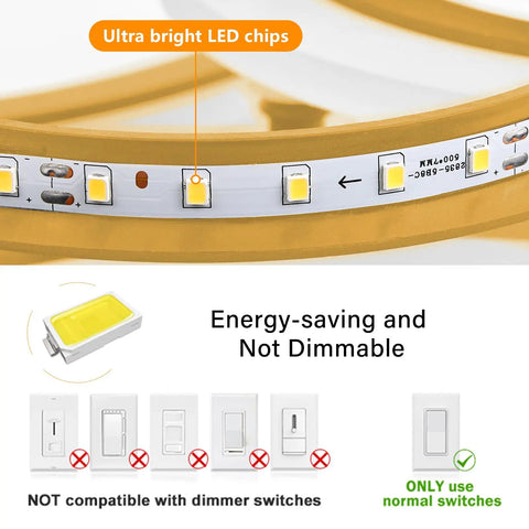 Modern LED Ceiling Light With Six Ring Gold Finish Flush Mount Fixture 4000K Neutral White Lighting detail of LED chips display
