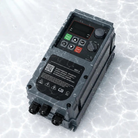Tough As Nails IP65 Waterproof Variable Frequency Drive For 220V Motors One To Three Phase Built Heavy Duty To Handle Outdoor Rain Humidity Dust And Grime On Rough Job Sites For Heavy Industry Jobs All Year Round Without Fail, black sealed VFD