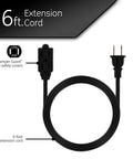6 Foot Indoor Extension Cord With 3 Outlets, 16 Gauge Power Strip, 2 Prong Plugs, Twist To Close Safety Outlet Covers, UL Listed, Black