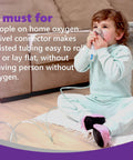 Oxygen tubing swivel connector for home oxygen; plastic cannula connector with tubing