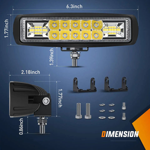 Two Pack 6 Inch 60W LED Pods Flood And Spot Beam Light Bar For Off Road Driving 12V 24V Trucks UTV ATV Marine Boat