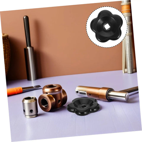 Industrial Valve Handwheel 60mm Bakelite Butterfly Handle with 8x8mm Square Stem and spare parts on table.