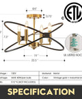 Black And Gold Industrial Ceiling Light Fixture With Four Light Candle Chandelier Ceiling Mount For Dining Room Kitchen Island Living Room And Bedroom E12 Sockets Vintage Style Home Lighting with dimensions and specifications