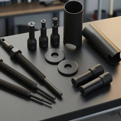 Pro Bearing Puller Kit For Inner Housing Removal With Case Darkened Finish For Car Moto EV Repair Includes Rods Sleeves Tubes Washers Fits Nine To Twenty Three mm Inner Diameter Solid Build Helping You Get Fixed Fast. 45# steel rods and sleeves on workbench