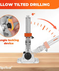 Portable Drill Guide With One Half Inch Chuck And Liner Ball Bearings, Adjustable 0 To 60 Degree Multi Angle Drill Guide