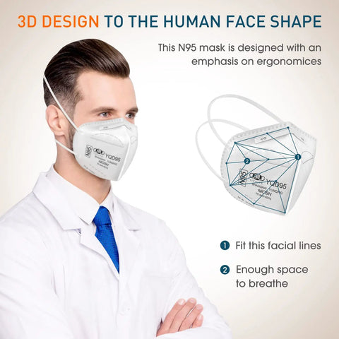 NIOSH Approved N95 Mask Particulate Respirator 25 Pack With Universal Fit Individually Wrapped For Everyday Protection