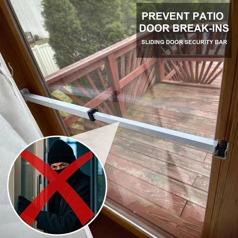 Window Security Bar Adjustable From 28 Inches To 48 Inches For Patio Doors Sliding Doors And Double Hung Windows Provides Extra Security While Allowing Fresh Air Quick Easy Install Works Inside Or Outside For Reliable Home Safety installed on sliding door