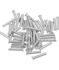 Get Those Dings Gone With These 50 Silver Metal Car Body Repair Welding Studs 4mm Perfect For Dent Pulling And Bumper Fixes That Work Like Magic Every Time - 50 silver welding studs on a white background.