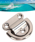 Stainless Steel Folding Pad Eyes D Rings Replacement Set For Marine Yacht Deck Hardware, Rustproof And Corrosion Resistant, Polished