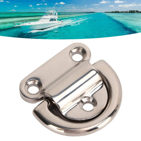 Stainless Steel Folding Pad Eyes D Rings Replacement Set For Marine Yacht Deck Hardware, Rustproof And Corrosion Resistant, Polished