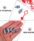 Huge 100 Pack Assorted Iron Grease Nipples With Pe Covers For Tough Hydraulics Wear Resistant Zerk Fittings Kit Super Easy Install For Cars And Work Shop Repairs, iron fittings in hand