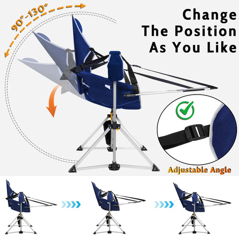 Two Pack Aluminum Hammock Chair With Footrest adjustable angle feature for outdoor use in blue.