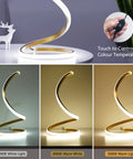 LED Table Lamps Set of 2 in Gold Brushed Finish showcasing stepless dimming and color temperature options.