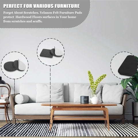 Heckin Smooth Felt Furniture Pads For Hardwood Floors Anti Scratch Guards displayed on a sofa, protecting hardwood from scratches.