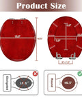 Product size chart for Round Bright maroon deep red colored cracked effect wall Toilet Seat, showing dimensions and shape.