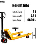 Workhorse Manual Pallet Jack With 6600 Lb Capacity And 48 Inch By 27 Inch Forks Yellow Hand Pallet Truck For Warehouse Construction And Port Use Built Tough For Fast Moves CE Certified