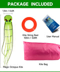 Totally Ultra Large 26ft 3D Octopus Foil Kite With 1000D String set with kite, string reel, manual, and kite bag