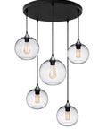 Hand Blown Glass Pendant Lights Over Kitchen Island With Seeded Bubbles Globe Lamp, Clear 8.7 Inch Diameter, Adjustable 60 Inch Cord