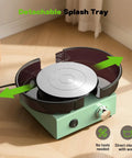 Alldeer mini pottery wheel kit, top-view of 6-inch two-way turntable on green metal base with detachable splash tray.