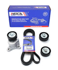 Serpentine Belt Component Kit For 2.4L Engines Fits Dodge Journey 2009-2017 Jeep Compass 2008-2017 Patriot 2008-2016 Chrysler 200 2011-2014 Sebring 2007-2010 with belt, pulleys, and tensioner