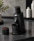 Electric Coffee Bean Grinder With 80mm Flat Burrs And Single Dose delivers killer espresso results, sleek black design on countertop.