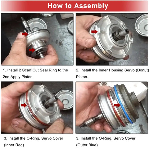 Step-by-step assembly of High Performance Corvette Servo Piston Kit Upgrade For TH700R4 4L60 4L60E 4L65E 2 To 4 Band Fits GM Corvette