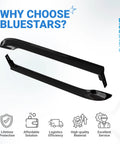 Refrigerator Door Handle Set Of 2 Replacement For 5304506471 black gloss finish, angled view, includes durability icons
