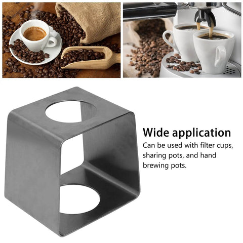 Durable Stainless Steel Coffee Drip Rack And Filter Cup Holder Station, cube shape, designed for pour over brewing.