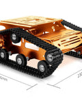 Rock Solid Aluminum Alloy Smart Robot Chassis Kit Rolling Smooth with heavy duty tracks, dimensions 300mm x 230mm x 124mm.