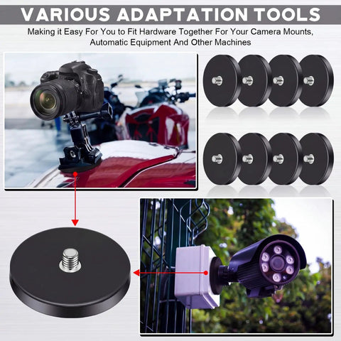 Heavy Duty Neodymium Round Magnets Featuring An Insanely Strong Rubber Coated Base And Quarter Inch Twenty Threaded Stud for mounting cameras