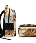 Side view of Vintage Star Tabby Kitty Print Unisex Backpack With Large Capacity For School And Travel Everyday Durable Polyester Daypack