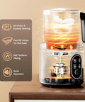 Barista Quality Home Milk Frother And Warmer With Heating Function Four In One Hot And Cold Foam Maker 24 Oz Detachable Stainless Steel Jug With Transparent Lid For Latte Cappuccino And Macchiato displayed on a counter.