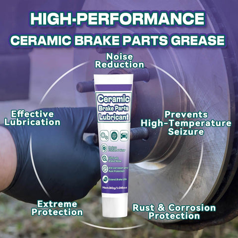 Premium Ceramic Brake Grease With Brush For Calipers Pins And Pads Quiet Heat Resistant Automotive Lubricant Reducing Squeal Friction And Rust On Metal Parts Easy Application 1oz in use