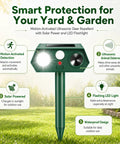 Solar Ultrasonic Deer Repellent Device 4 Pack With Motion Sensor And Flash Light No Go Zone Yard Guard For Flower Beds Vegetables And Gardens Deterrent For Deer Squirrels Raccoons And Rabbits With Multi Frequency 13 to 45KHz solar-powered stake in garden