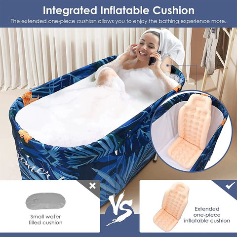 Portable Foldable Bath Tub For Adults With Thick Insulation Foam Oval Soaking Tub For Showers And Small Bathrooms Your Go To Bath Tub Easy Setup And Storage Keeps Water Warm Indoor Outdoor Use Rugged Blue Design