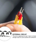 Close-up of All In One External Circlip Retaining Rings Kit With 328 Pieces In Black Manganese Steel showing detail of clips