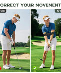 Grip Trainer And Swing Correcting Arm Band Golf Training Combo For Correct Hand Position And Grip, Improved Swing Mechanics display.