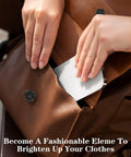Person using 21Mm Large Press Stud Snaps For Clothing Sew On Heavy Duty Metal Snap Fasteners on brown leather bag