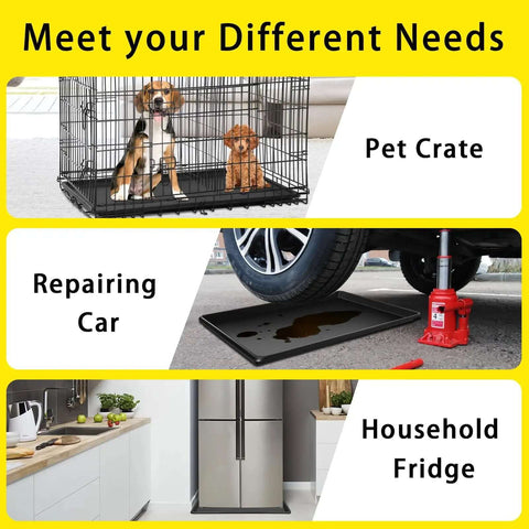 Three Piece Extra Large Heavy Duty Oil Drip Pan Set 35.4 by 24 by 1.6 Inches Plastic Oil Drain Tray under car and fridge