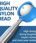 Telescopic Golf Ball Retriever 9 To 12 Feet With Stainless Steel Shaft And Double Sided Ball Pickup Head, blue nylon head close-up