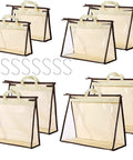 Clear Purse Storage Bags 8 Pack Hanging Zipper Organizers For Handbags And Purses 4 Size Set Closet Organization See Through Bags