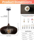 Arturesthome 1-Light Wooden Pendant Light Ceiling Hanging Light for Kitchen dimensions, wooden design, adjustable height, E26 socket.