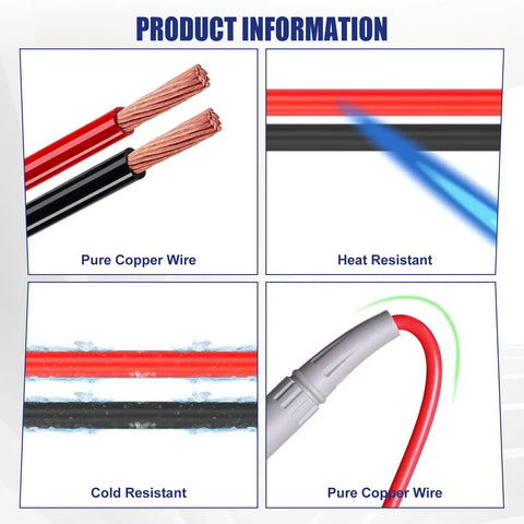 Product details showing pure copper wire and features of Pro Multimeter Test Leads Set With Ultra Sharp Gold Plated Probes Forty Point Five Inch Length Silicone Meter Leads 1000V 20A Includes Heavy Duty Alligator Clips For Hands Free Testing Versatile Volt Meter Leads For DMMs And Auto Diagnostics