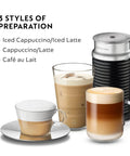 Aeroccino 3 Milk Frother For Hot Foam And Cold Froth, Easy One Step Operation, A Solid Home Coffee Setup Accessory For Lattes And Cappuccinos, Black And Steel Finish with three styles of coffee preparation