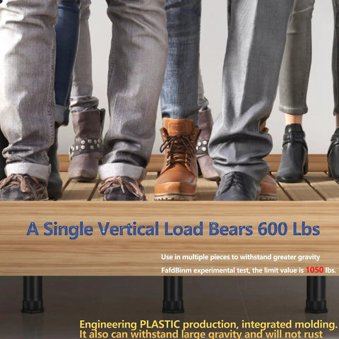 Level Up Your Bed Frame Game With Heavy Duty Adjustable Support Legs That Deliver Solid Slatted Reinforcement And No Sweat Installation For Any Platform Or Wood Base To Keep Your Sleep Setup Locked Down Tight with people standing on a platform.